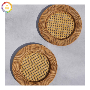 Assiette de service ronde en rotin tressé, faite à la main, vintage, jetable, écologique, pour mariage, hôtel, restaurant, vente en gros - Product Image 3