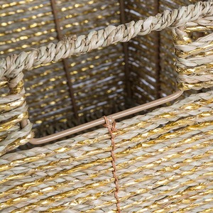 <b>Basket</b> seagrass with shimmering gold tinsel threads Handmade <b>Storage</b> <b>Basket</b> Wholesale eco-friendly Made in Vietnam - Product Image 3