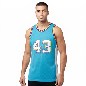 Maillot de basket-ball pour hommes, qualité supérieure, vêtements de sport, maillots de basket-ball sans manches à col en V pour hommes, 100% polyester - Product Image 6