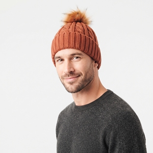 Bonnet d'hiver unisexe personnalisé en pompon orange, doux, côtelé, en tricot épais, chaud, pour l'extérieur par temps froid - Product Image 3