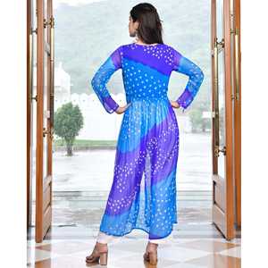 ชุดคุรตะสีม่วงน้ำเงินหลากสี ไซส์ XS - Product Image 1