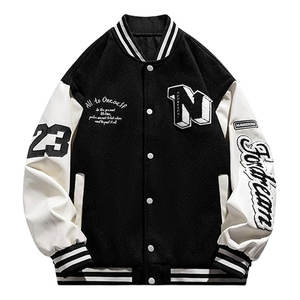 Vestes universitaires pour hommes, style vintage, veste de baseball, veste à boutons, veste bomber à blocs de couleur, streetwear décontracté, style universitaire rétro, athlétique - Product Image 1