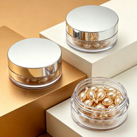 Pot cosmétique rond en acrylique transparent avec couvercle en métal argenté, conteneur de luxe pour sérum, capsules de perles, soins de la peau, rangement de pilules