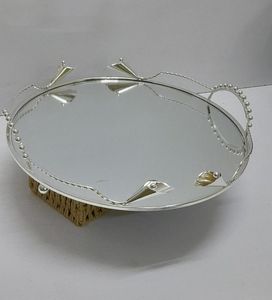 Plateau moderne en laiton finition argentée, plateau décoratif en laiton poli à la main, plateau de service rond et carré en laiton pur pour table à manger - Product Image 3