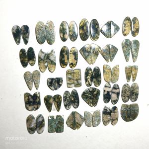 Par de Pendientes de Ágata Musgosa, Gema Natural con Inclusiones Verdes, Grado AA+, Certificado por Terceros, 10-25mm, 6-10g, para Joyería Elegante - Product Image 2