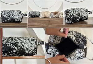 New Western Genuine Hair on Cowhide Leather Tassel Toiletry Bags Stylish Cosmetic Bags for Makeup <b>Storage</b> Travel Organizer Box - Product Image 3