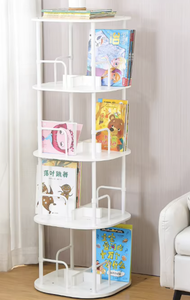 OEM/ODM 360 Degree Rotating 3-Tier Metal Bookshelf Floor-to-Ceiling Space Saving Bookcase for Bedroom Living Room <b>Office</b> - Product Image 4