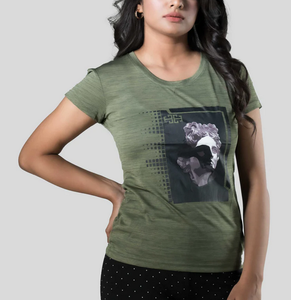 T-shirt pour femme à manches courtes, col rond, coupe classique, 100% coton, 160 GSM, imprimé graphique, logo personnalisé OEM, vente en gros directe d'usine - Product Image 3