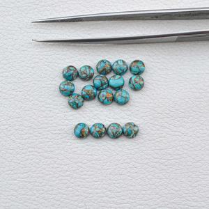 พลอยทองแดงสีน้ำเงินธรรมชาติเกรดเกรดเกรดเกรดเกรดเกรดเกรดเกรดเกรด AAA อัญมณีสำหรับสร้อยคอเครื่องประดับอัญมณีสีเทอร์ควอยซ์ขนาด6มม. - Product Image 4