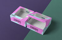 Dossiers personnalisés élégants en carton ivoire recyclé avec fenêtre gaufrée et pelliculage mat pour emballage alimentaire, sushi et chewing-gum sur mesure