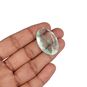 Pierre précieuse en fluorite afghane verte naturelle, taille damier, 71,7 carats, 33x21 mm, pierre brute pour la fabrication de bijoux - Product Image 2