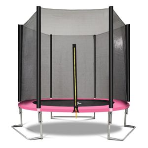 Rete esterna per trampolino YC 8FT rosa e nera, giocattoli per saltare - Product Image 1