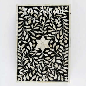 Bela Artisan Handmade Bone Inlay Decorative <b>Box</b> Floral Pattern Jewelry Organizer Luxury Resin Home Decor Trinket Living Room - Product Image 2