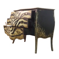 Cómoda con estampado de cebra vintage, cómoda de madera maciza de estilo francés para juego de muebles de dormitorio antiguo y muebles de Hotel