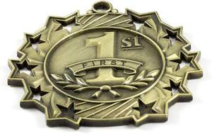 1st 2nd 3rd Place Ten Star Award Medals with Neck Ribbon for Winners Competitions - Product Image 6