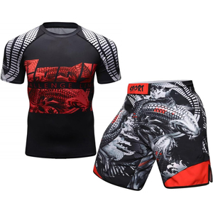 Men's Rooster Print Rash Guard Set Short Sleeve Quick Dry <b>Athletic</b> Training Kit Sublimation Printed Sport Wear - Product Image 3