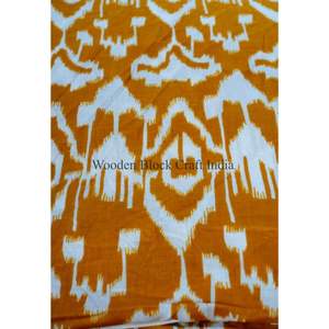 Tela Estampada Ikkat Naranja al por Mayor, Materiales de Algodón Natural para Prendas y Vestidos Hechos a Mano con Diseño Personalizado Indio - Product Image 4