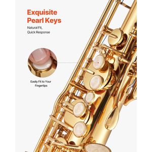 Kit per principianti sassofono tenore in ottone dorato in B Flat compreso bocchino con cinghie - Product Image 4