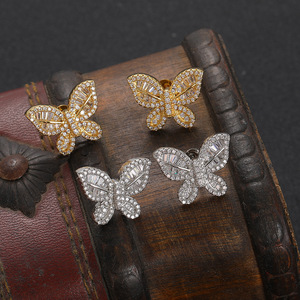Boucles d'oreilles clous papillon en diamant de laboratoire pour femme, en argent 925, légères, avec diamant certifié, bijoux de luxe floraux, coffret cadeau - Product Image 1