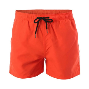 Men's Solid Orange Quick Dry Board Shorts With Drawstring Closure Casual Style Short Length Woven Fabric - Product Image 1
