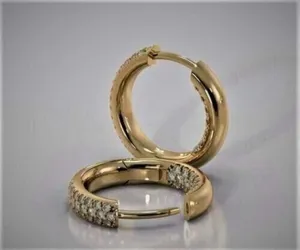 Boucles d'oreilles créoles en moissanite, argent sterling 925 plaqué or, pavé complet effet diamant, bijoux de luxe pour femme - Product Image 5