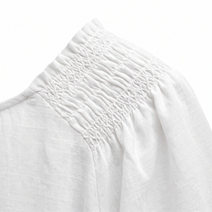 Blusa Casual de Verano para Mujer, Mini Top Floral de Algodón con Hombros Fruncidos, Elástica, OEM ODM, Venta al por Mayor de Fábrica, Logotipo Personalizado |   MOQ bajo - Product Image 5