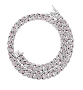 925 Sterling Silver <b>Iced</b> 10mm-15mm Moissanite Diamond Cuban <b>Chain</b> Silver Plated Trendy IGI Certified Indian Gift - Product Image 1