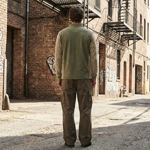 Polo de Manga Larga Personalizado de Algodón Grueso para Hombre, Estilo Vintage, Color Tierra, Paneles en Contraste, Prenda Casual - Product Image 5