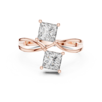 Bague de fiançailles et de mariage en moissanite taille princesse, plaquée or 14 carats et rhodium, design géométrique, bague romantique pour femme