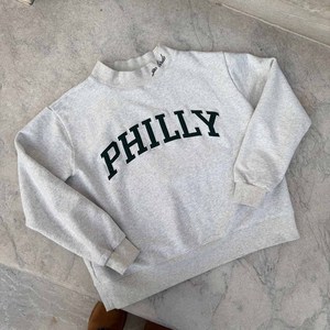 Philly Custom Unisex <b>Mock</b> <b>Neck</b> Sweatshirt University College Greek Apparel Chenille Embroidery Gingham Patch Cotton Fleece - Product Image 3