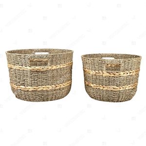SWIRLED BELT <b>Seagrass</b> & Hyacinth <b>Storage</b> <b>Basket</b> with Eco-Friendly Multifunction Design Simple Geometric Shape for Home Decor - Product Image 2