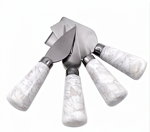 Ensemble de couteaux à fromage et à beurre en acier inoxydable avec manche en marbre blanc, parfait pour les mariages, la maison et la cuisine - Product Image 3