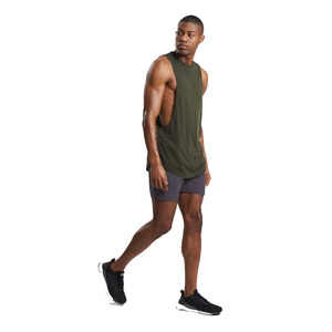 Breathable Plus Size Men's Olive Green Sleeveless Tank <b>Top</b> O-Neck Solid Color Breathable Knitted Casual Workout Wear - Product Image 5