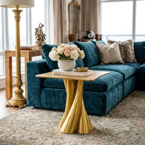 Crafted To Gather Modern Gold Coffee <b>Table</b> With <b>Marble</b> Top Contemporary Living Room Furniture Decorative Metal Base Design - Product Image 5