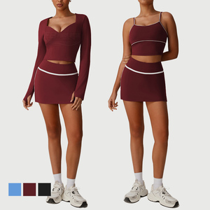 Quick-Dry Solid Front Print Contrasting Color Eco-Friendly Breathable 2-Piece Custom Sports Yoga High Quality Gym Workout Top - Product Image 1
