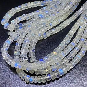 Natural <b>Rainbow</b> Moonstone Faceted Rondelle Stone Beads White Crystal Loose Gemstones for Jewelry Making - Product Image 5