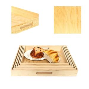 Ensemble de plateaux de service en bois, plateaux en bois faits à la main dans différentes tailles avec portrait naturel Premium vente en gros - Product Image 2