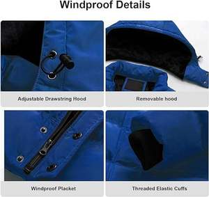Veste d'hiver pour homme, bleu royal, écologique, respirante, streetwear, rembourrée, chaude, épaisse, avec capuche en fourrure, parka, vêtement d'extérieur, imperméable - Product Image 2