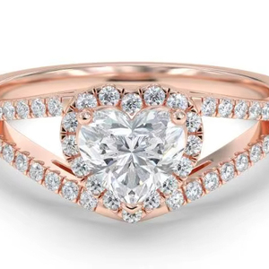 Heart Cut Single Halo Shoulder <b>Set</b> <b>Ring</b> 0.75 Ct Lab Grown Diamond In 18K Yellow White Rose <b>Gold</b> And Platinum - Product Image 1