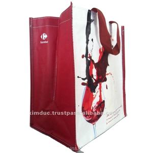 Bolsa de Vino Impermeable de Polipropileno Tejido de Vietnam para Promoción, Ecológica y Reutilizable, Diseño Personalizado con Patrón de Letras - Product Image 3