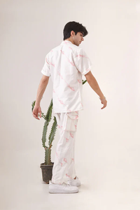 Pantalones Blancos Estampados a Mano para Hombre, Pantalones Casuales con Diseño Gráfico Elegante, Tela Ligera y Suave para la Colección Primavera Verano - Product Image 3