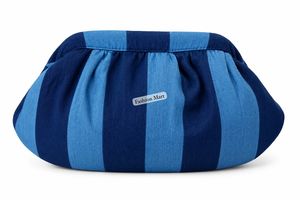 Bolso de Mano Plisado con Rayas Azules Personalizado para Mujer, Bolso de Noche de Tela a la Moda, Fabricante OEM ODM - Product Image 1