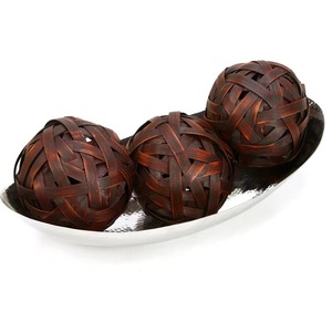 Boules décoratives en bambou faites à la main, design minimaliste pour la décoration intérieure, artisanat en bois non traité, fait main - Product Image 1