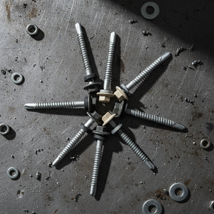 Vis autoperceuse à tête hexagonale PDC en acier au carbone classe 4.8 6.8, filetage grossier, rondelle EPDM, fixation métallique, modèle 12 pouces, zinguée/galvanisée - Product Image 1