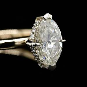 Bague en argent sterling 925 plaqué or 14 carats avec moissanite taille poire 2 carats, design classique couleur D, pour femme, mariage - Product Image 3