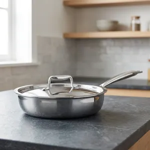 Poêle à frire triple couche en acier inoxydable 304 de 24 cm, très demandée, avec surface antiadhésive pour saisir, sauter et griller - Product Image 1