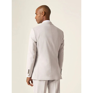Blazer extensible beige à simple boutonnage pour homme, revers cranté, style britannique, coupe classique, 100 % coton tissé 140g - Product Image 2