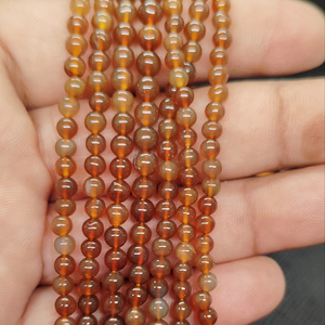 Ágata Banda de Color al por Mayor, Cuentas Sueltas de Ágata Banda de Color Marrón Café de 4mm, Piedra Natural Redonda para Fabricación de Joyas - Product Image 1