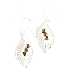 Pendientes de Cuarzo Ahumado Hechos a Mano con Diseño de Hoja en Plata de Ley 925, Joyería de Piedras Preciosas Naturales - Product Image 2