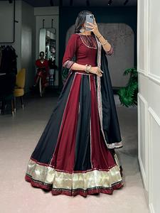 Conjunto de Lehenga Choli y Dupatta de tela Chinon con encaje de diseñador y trabajo de espejo, especial para Navratri, completamente cosido y listo para usar. - Product Image 6